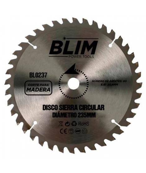 Blim Disco Corte de Madera para Sierra 235mm - 60 Dientes con Recubrimiento en Carburo de Tungsteno