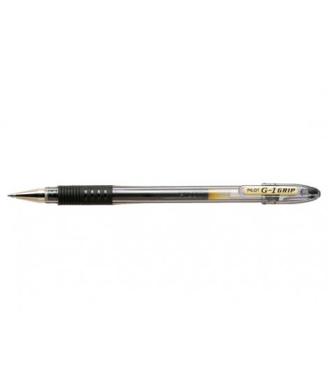 Pilot Boligrafo de Gel G1 Grip - Recargable - Grip de Goma - Punta de Bola 0.5mm - Trazo 0.3mm - Cuerpo Transparente - Color Neg