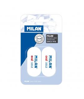Milan 1012 Pack de 2 Gomas de Borrar Ovaladas - Miga de Pan - Suave Caucho Sintetico - Color Blanco