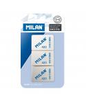 Milan 420 Pack de 3 Gomas de Borrar Rectangulares - Miga de Pan - Caucho Suave Sintetico - Colores Surtidos