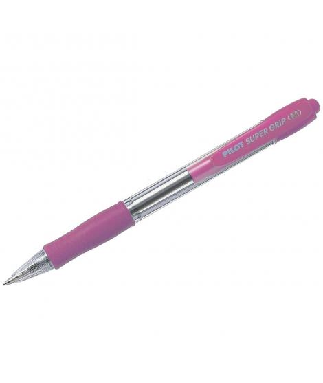 Pilot Boligrafo de Bola Retractil SuperGrip - Punta Redonda 1.0mm - Trazo 0.27mm - Tinta de Aceite - Grip Ergonomico - Color Ros
