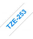 Brother TZe253 Cinta Laminada Generica de Etiquetas - Texto azul sobre fondo blanco - Ancho 24mm x 8 metros