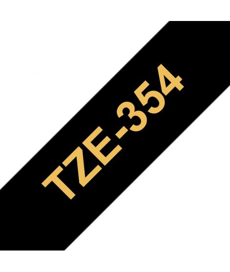 Brother TZe354 Cinta Laminada Generica de Etiquetas - Texto dorado sobre fondo negro - Ancho 24mm x 8 metros