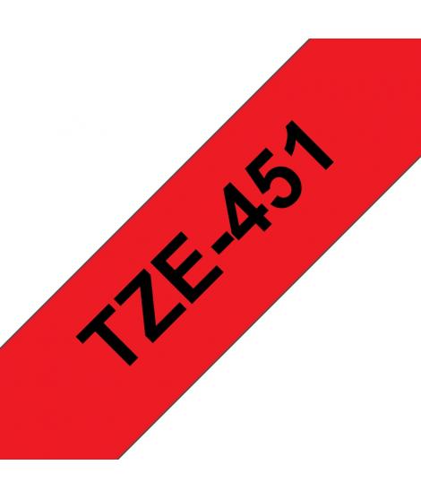 Brother TZe451 Cinta Laminada Generica de Etiquetas - Texto negro sobre fondo rojo - Ancho 24mm x 8 metros