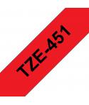 Brother TZe451 Cinta Laminada Generica de Etiquetas - Texto negro sobre fondo rojo - Ancho 24mm x 8 metros