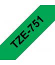 Brother TZe751 Cinta Laminada Generica de Etiquetas - Texto negro sobre fondo verde - Ancho 24mm x 8 metros