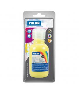 Milan Botella de Tempera 125 ml - Tapon Dosificador - Secado Rapido - Mezclable - Color Amarillo Limon