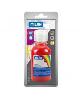 Milan Botella de Tempera 125 ml - Secado Rapido - Tapon Dosificador - Mezclable - Color Rojo Bermellon