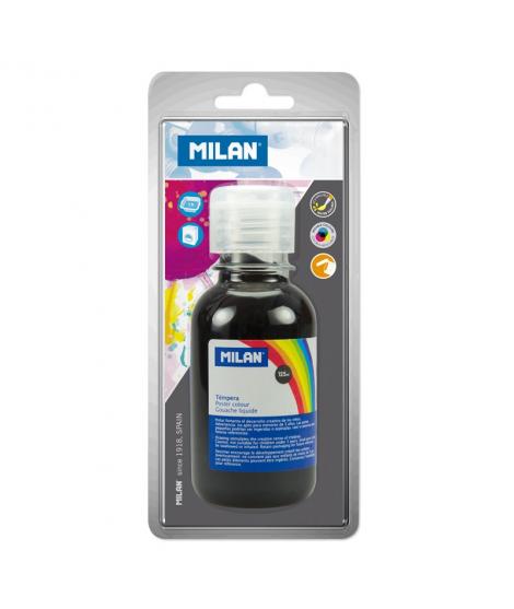 Milan Botella de Tempera 125 ml - Tapon Dosificador - Secado Rapido - Mezclable - Color Negro