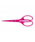 Milan Tijeras Oficina Acid con Cuchilla de Acero Inoxidable - Mango de Plastico Simetrico - Longitud 17cm - Color Rosa