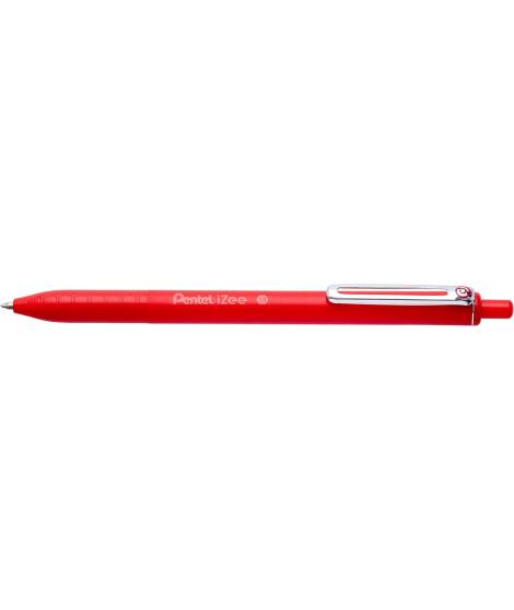 Pentel iZee Boligrafo de Bola Retractil - Punta 0.7mm - Trazo 0.35mm - Clip de Metal - Color Rojo