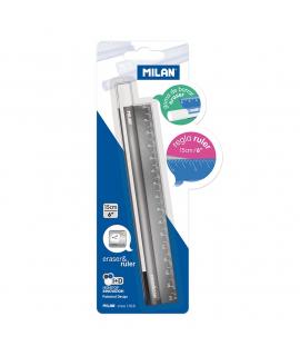 Milan Eraser & Ruler Regla + Goma en el Interior de la Regla - Longitud 15cm - Metal Touch