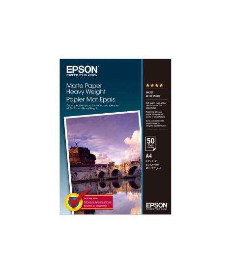 Epson C13S041256 Papel Fotografico A4 167gr - Acabado Mate - 50 Hojas - para Impresoras de Tinta