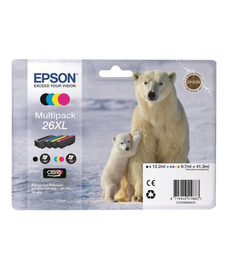 Epson T2636 (26XL) Pack de 4 Cartuchos de Tinta Originales - C13T26364010