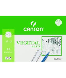 Canson Vegetal Basik Minipack de 12 Hojas A4 - 21x29.7cm - 95g - Color Transparente