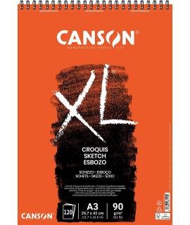 Canson XL Bloc de Croquis con 120 Hojas A3 - Espiral Microperforado - 29.7x42cm - 90g - Color Marfil