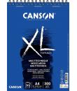 Canson Xl Mix Media Bloc de Dibujo Acuarela de 30 Hojas A4 - Grano Medio - Microperforado Espiral - 21x29.7cm - 300g - Color Bla