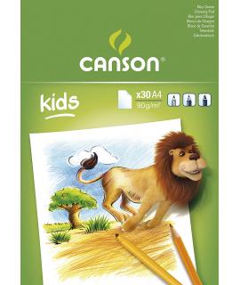 Canson Kids Dibujo Bloc Encolado de 30 Hojas A4 - 21x29.7cm - 90g - Color Blanco