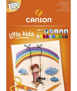 Canson Kids Cartulina Bloc Encolado de 30 Hojas A4 - 21x29.7 - 120g - Colores Surtidos
