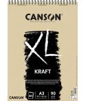 Canson XL Kraft Rayado Bloc de Dibujo con 60 Hojas A3 - Espiral Microperforado - 29.7x42cm - 90g - Color Beige