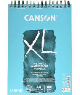 Canson XL Aquarelle Album Espiral Microperforado de 30 Hojas A4 - Grano Fino - 21x29.7cm - 300g - Color Blanco