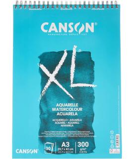 Canson XL Aquarelle Album Espiral Microperforado de 30 Hojas A3 - Grano Fino - 29.7x42cm - 300g - Color Blanco