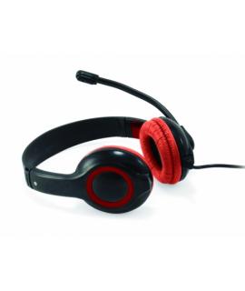 Conceptronic Auriculares con Microfono Integrado y Salida USB - Cable 2M - Negro/Rojo