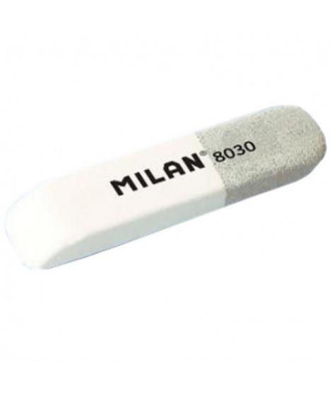 Milan 8030 Goma de Borrar Biselada - Doble Uso - Flexible - Miga de Pan - Caucho - Color Blanco/Gris