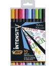 Bic Intensity Fine Pack de 10 Rotuladores - Punta Fina de 0.8mm - Trazo de 0.4mm - Tinta con Base de Agua - Colores Surtidos