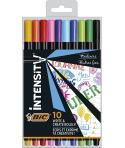 Bic Intensity Fine Pack de 10 Rotuladores - Punta Fina de 0.8mm - Trazo de 0.4mm - Tinta con Base de Agua - Colores Surtidos