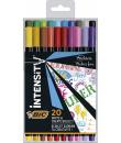 Bic Intensity Fine Pack de 20 Rotuladores - Punta Fina de 0.8mm - Trazo de 0.4mm - Tinta con Base de Agua - Colores Surtidos