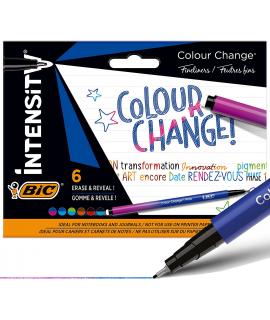 Bic Intensity Colour Change Pack de 6 Rotuladores - TecnologIa de Cambio de Color - Punta Fina de 0.4mm - Colores Surtidos