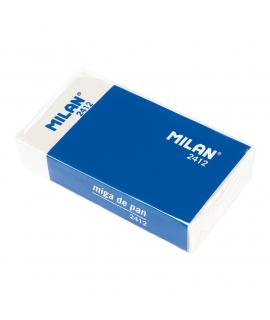 Milan 2412 Goma de Borrar Rectangular - Miga de Pan - Suave - Caucho Sintetico - Faja de Carton Azul - Envuelta Individualmente 