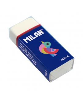 Milan 4020A Goma de Borrar Rectangular - Miga de Pan - Suave - Caucho Sintetico - Faja de Carton Azul - Dibujos Surtidos - Color