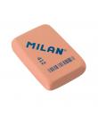 Milan 412 Goma de Borrar Rectangular - Miga de Pan - Suave - Caucho Sintetico - Color Blanco y Rosa