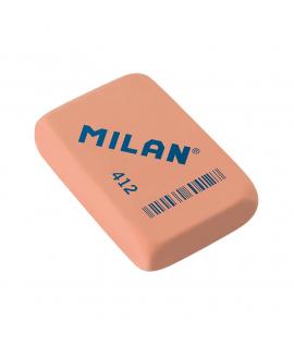 Milan 412 Goma de Borrar Rectangular - Miga de Pan - Suave - Caucho Sintetico - Color Blanco y Rosa