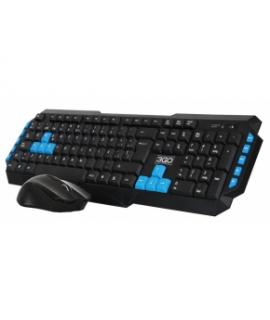 3Go Drile Pack Inalambrico USB Teclado Multimedia + Raton 1000dpi 3 Botones - Uso Ambidiestro - Color Negro