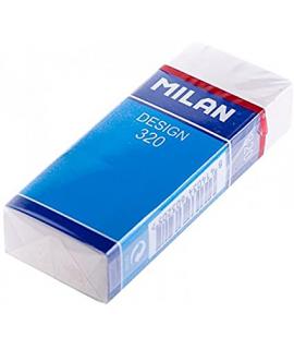 Milan Nata 320 Goma de Borrar Rectangular - Plastico - Faja de Carton Azul - Envuelta Individualmente - Color Blanco