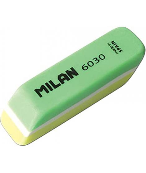 Milan Nata 6030 Goma de Borrar Biselada Bicolor - Plastico - No Daña el Papel - Colores Surtidos