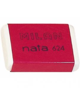 Milan Nata 624 Goma de Borrar Rectangular - Plastico - Suave - No Abrasiva - Color Blanco