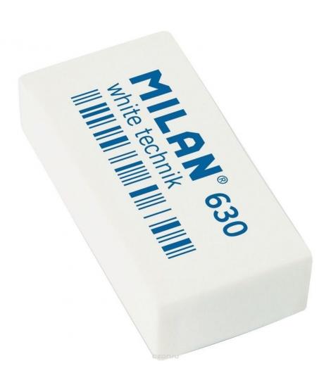 Milan Nata 630 Goma de Borrar Tecnica - Rectangular - Plastico - Suave - Envuelta Individualmente - Color Blanco