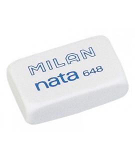 Milan Nata 648 Goma de Borrar Rectangular Pequeña - Plastico - No Daña el Papel - Color Blanco