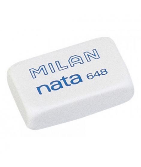 Milan Nata 648 Goma de Borrar Rectangular Pequeña - Plastico - No Daña el Papel - Color Blanco