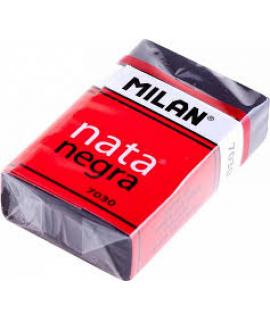 Milan Nata 7030 Goma de Borrar Rectangular - Plastico - Faja de Carton Roja - Envuelta Individualmente - Extra Suave - Color Neg