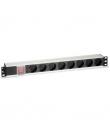 Cromad Regleta 8 Shuckos para Montaje en Rack 19" 1U - Interruptor On/Off - Carcasa de Aluminio - Cable de 1.80m