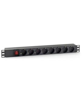 Cromad Regleta 8 Shuckos para Montaje en Rack 19" 1U - Interruptor On/Off - Carcasa de Plastico - Cable de 1.80m