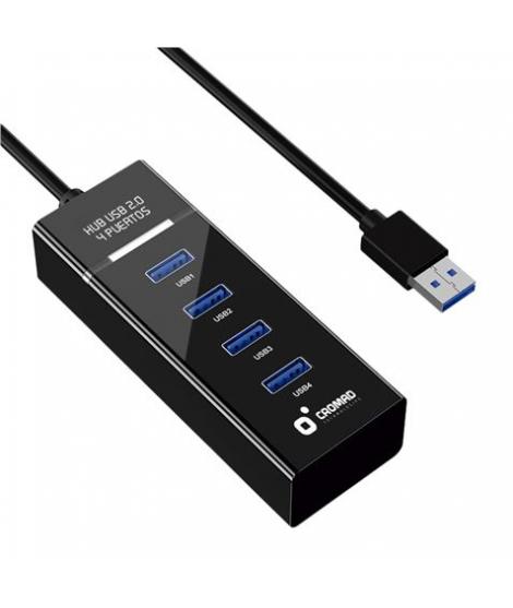 Cromad Cable USB 2.0 - Longitud 30cm - Indicador LED - Velocidad de Transferencia 480 Mbps - 4 Puertos - Sin Instalacion - Compa