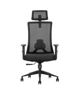 Cromad Senior SE7000 Silla de Oficina - Reposacabezas, Asiento, Soporte Lumbar y Reposabrazos Ajustables - Bloqueo de la Parte T