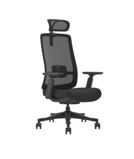 Cromad Senior SE9000 Silla de Oficina - Altura y Profundidad de Asiento Ajustable - Reposacabezas, Reposabrazos 3D y Soporte Lum