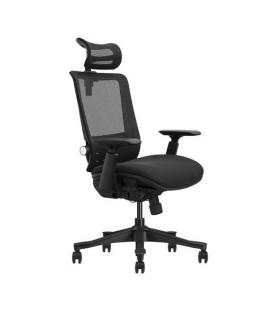 Cromad Senior SE1100 Silla de Oficina - Altura y Profundidad de Asiento Ajustable - Reposacabezas, Reposabrazos 3D y Soporte Lum